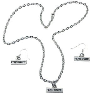 necklace and earrings set pewter charms engraved and painted Penn State